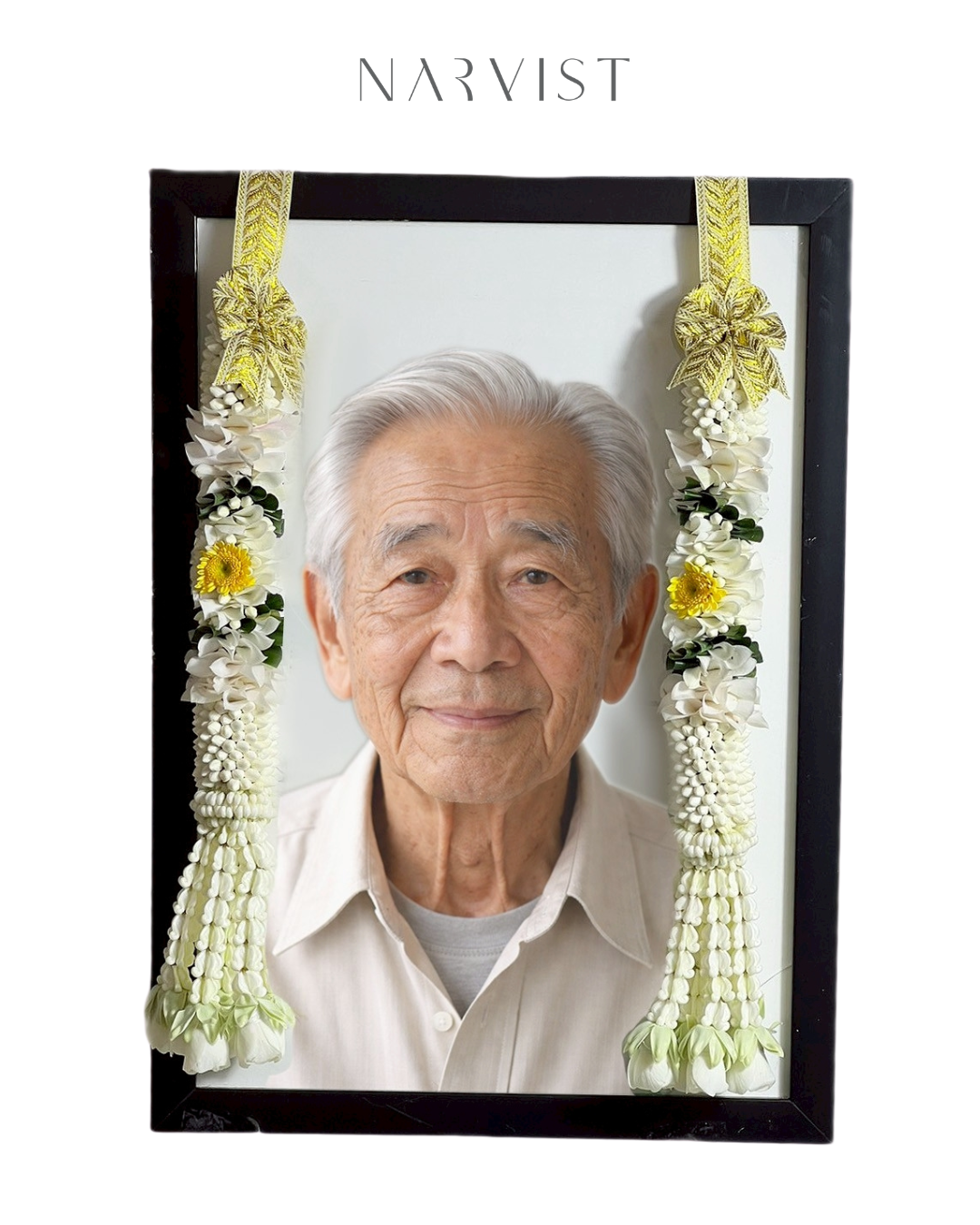 พวงมาลัยดอกไม้สด พวงมาลัยแขวนกรอบรูปงานศพ FM64