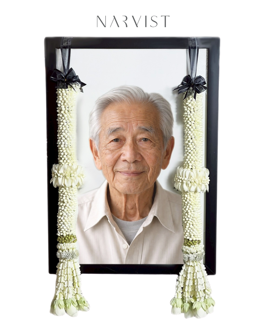 พวงมาลัยดอกไม้สด พวงมาลัยแขวนกรอบรูปงานศพ FM65