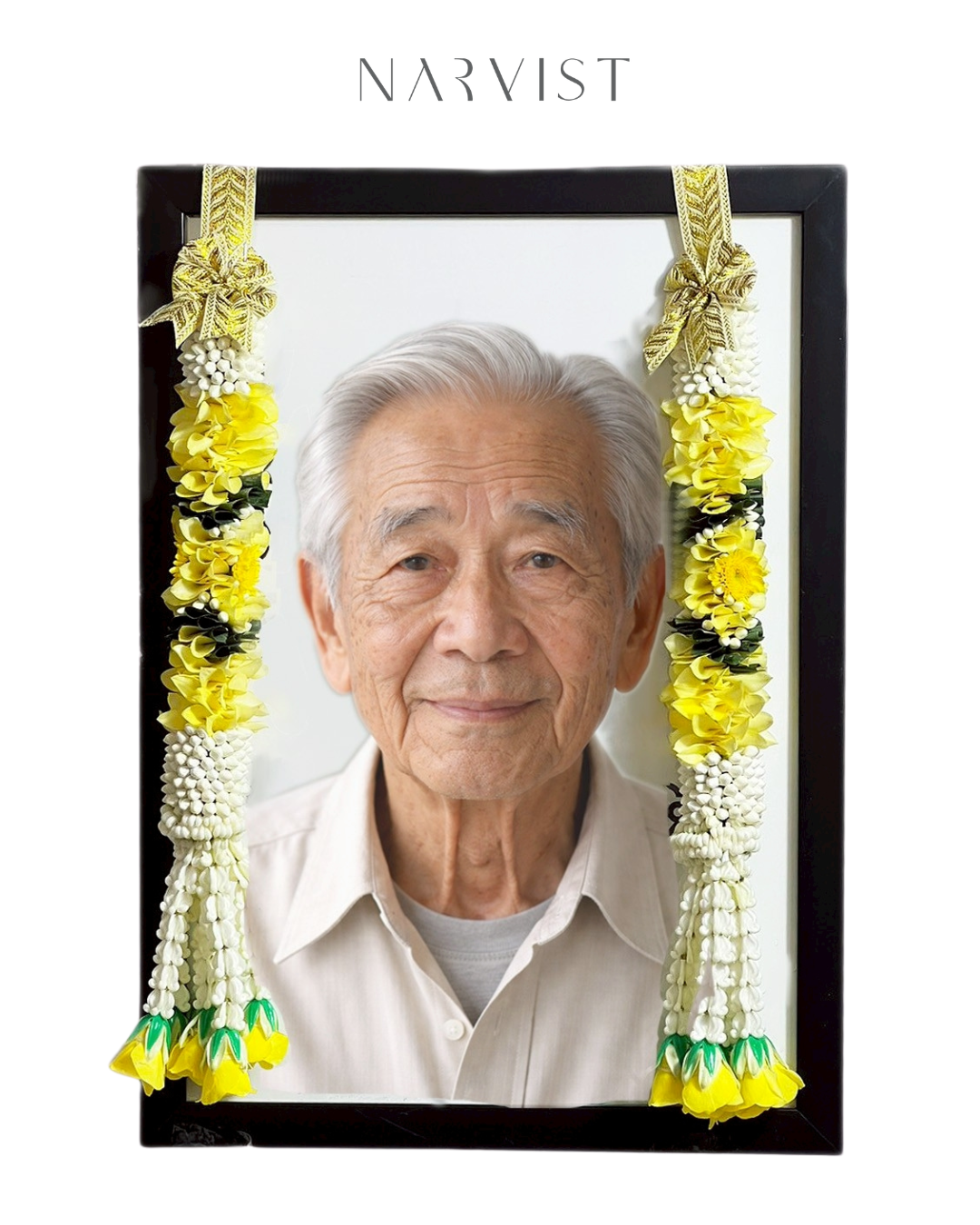 พวงมาลัยดอกไม้สด พวงมาลัยแขวนกรอบรูปงานศพ FM66