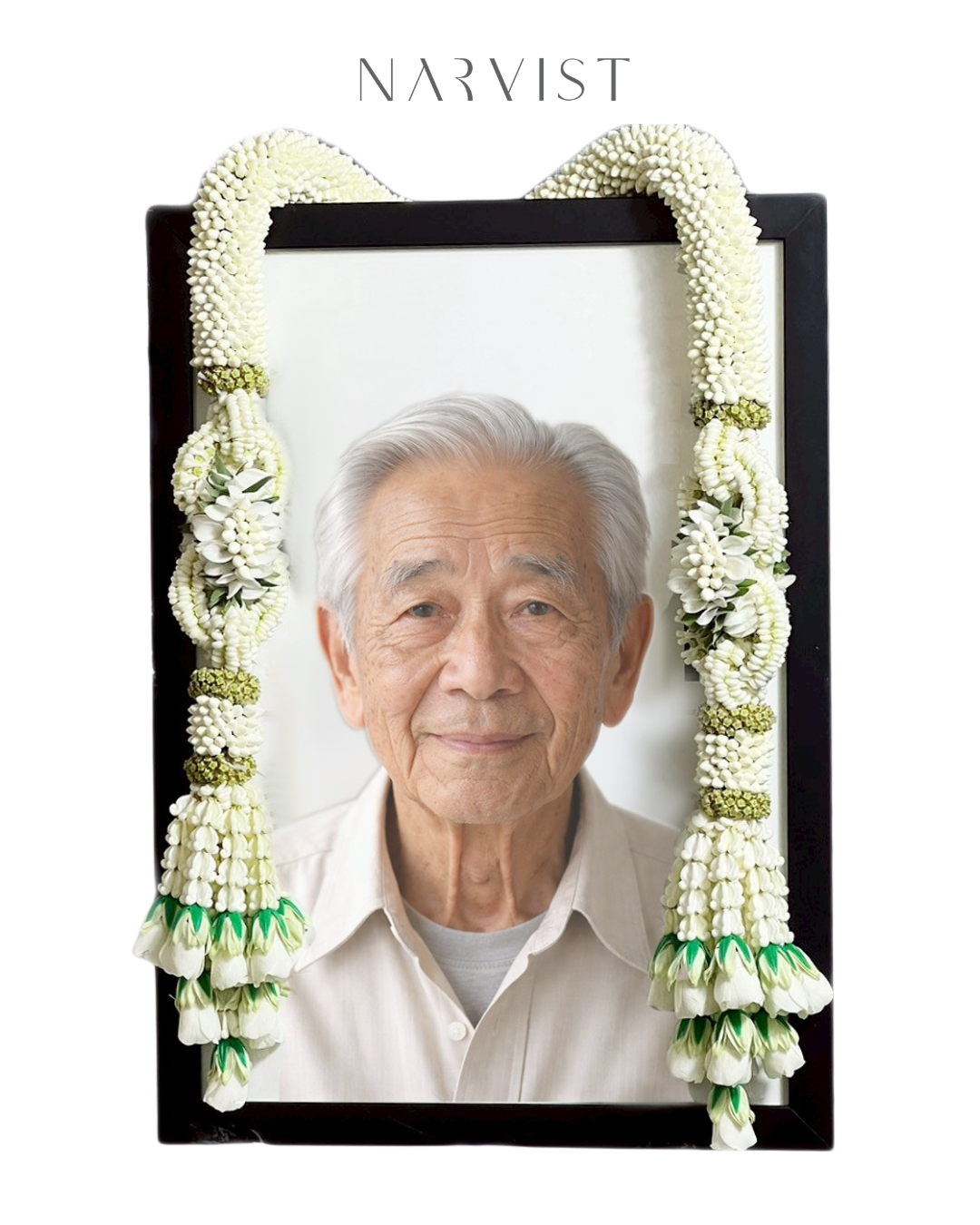 พวงมาลัยดอกไม้สด พวงมาลัยแขวนกรอบรูปงานศพ FM67