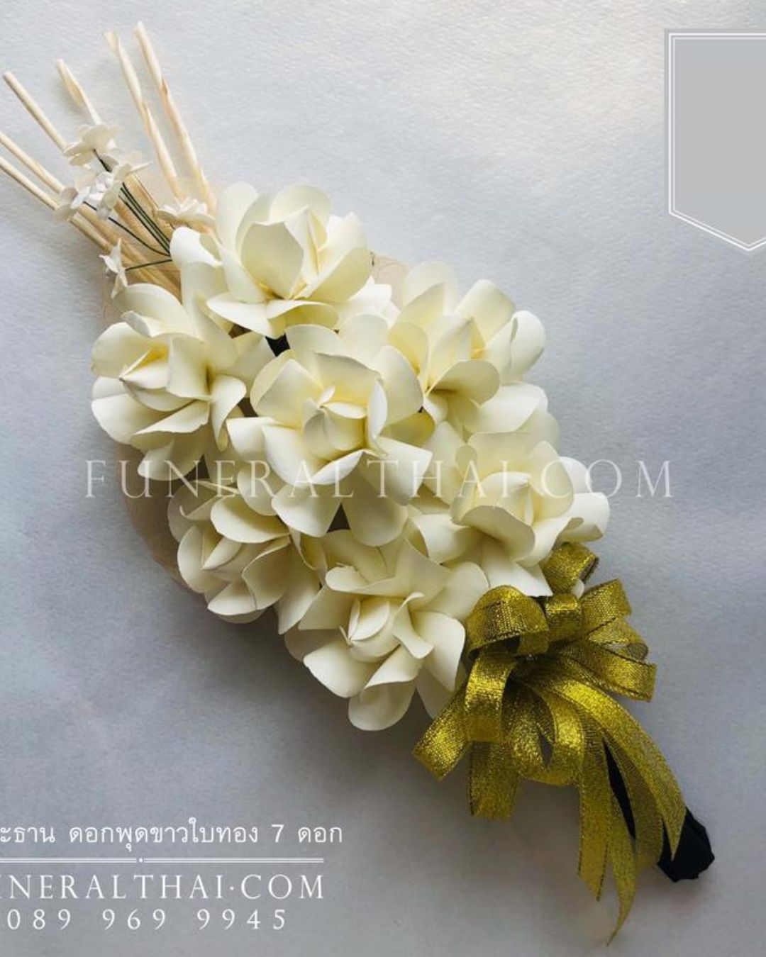 ช่อประธาน ดอกพุดขาวใบทอง 7 ดอก