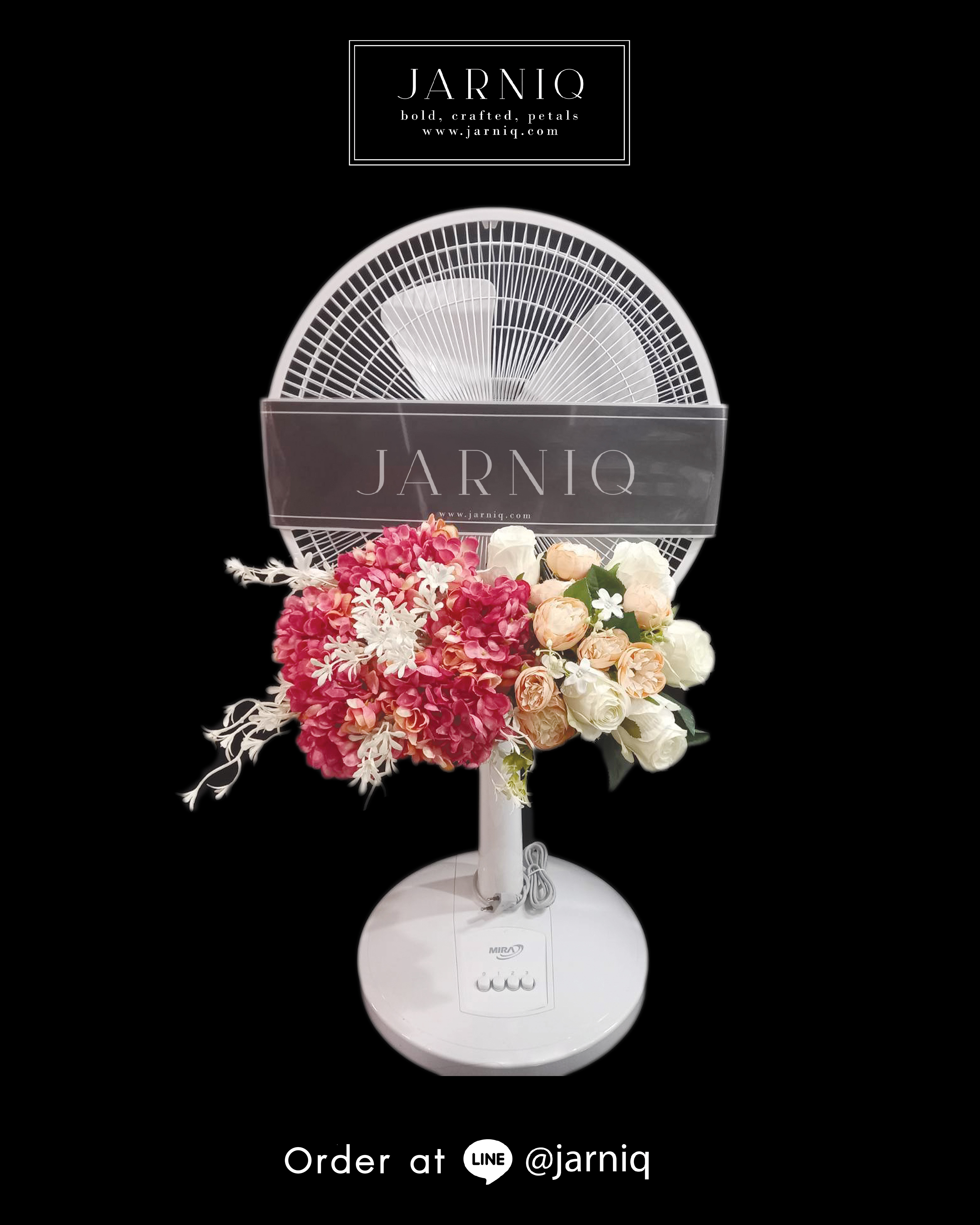 พวงหรีด พวงหรีดใช้ประโยชน์ได้ พวงหรีดพัดลมขาว  F017